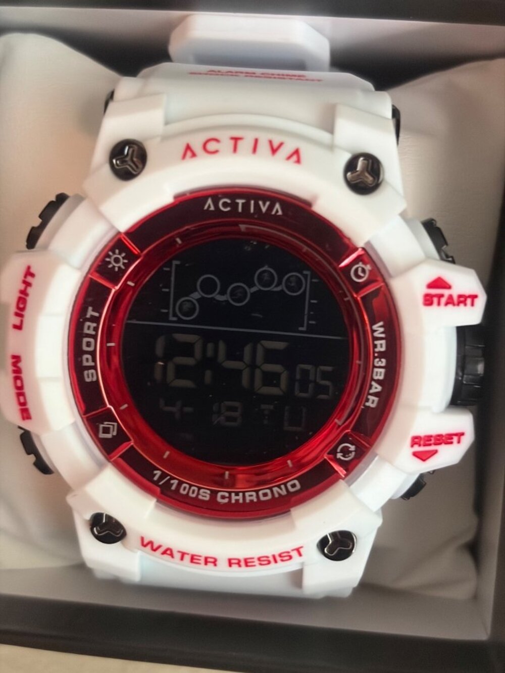 Men's  Activa X Invicta Racing Chrome Edition Digital Watch 50mm White/Red